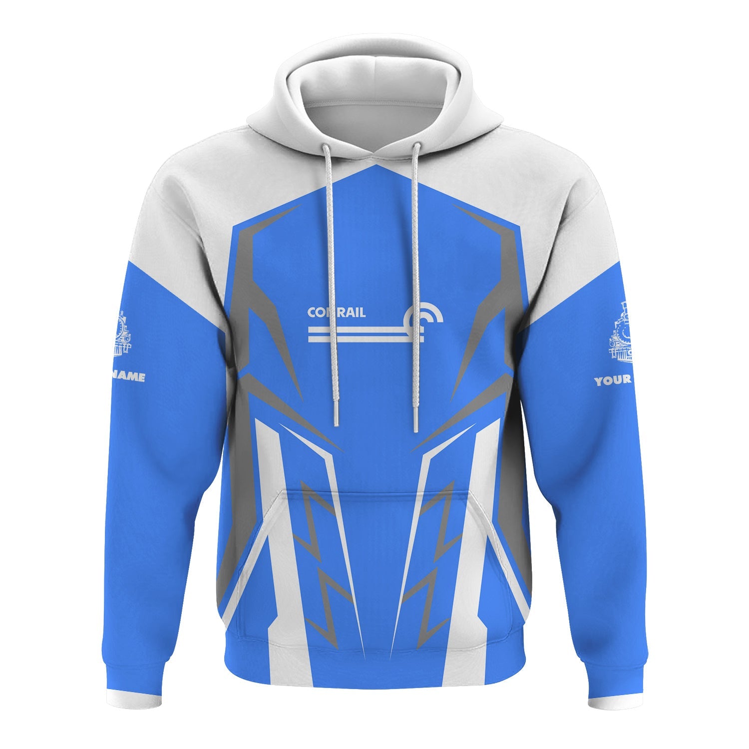 Railspirit Personalized Conrail Railroad Hoodie Futuristic Design with Custom Job Train Zip Up Hoodie