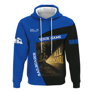 Railspirit Personalized Conrail Railroad Hoodie All Aboard Steam Train Movie Projector Style Zip Up Hoodie