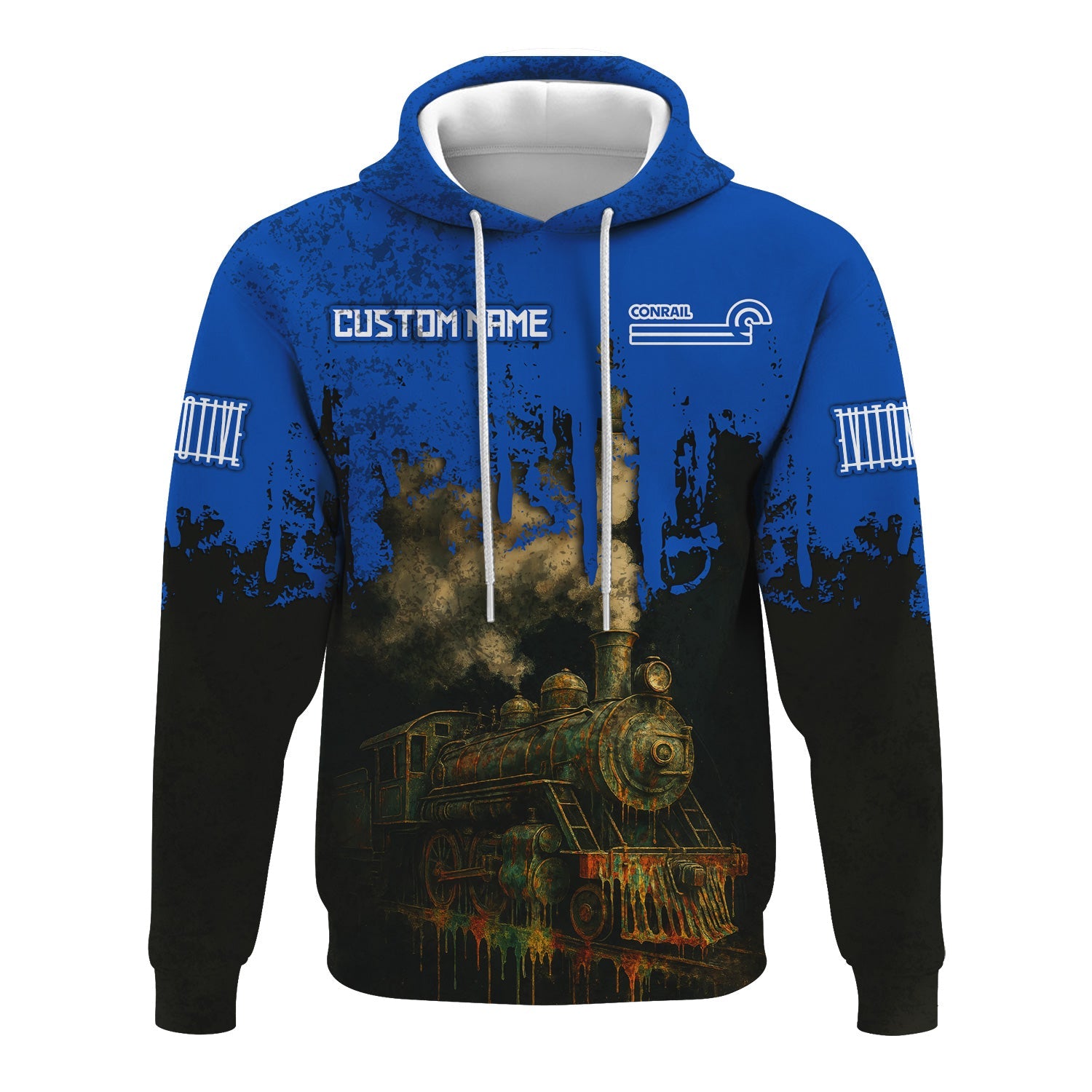 Railspirit Personalized Conrail Railroad Hoodie Vintage Train Art Style Zip Up Hoodie For Locomotive Fans