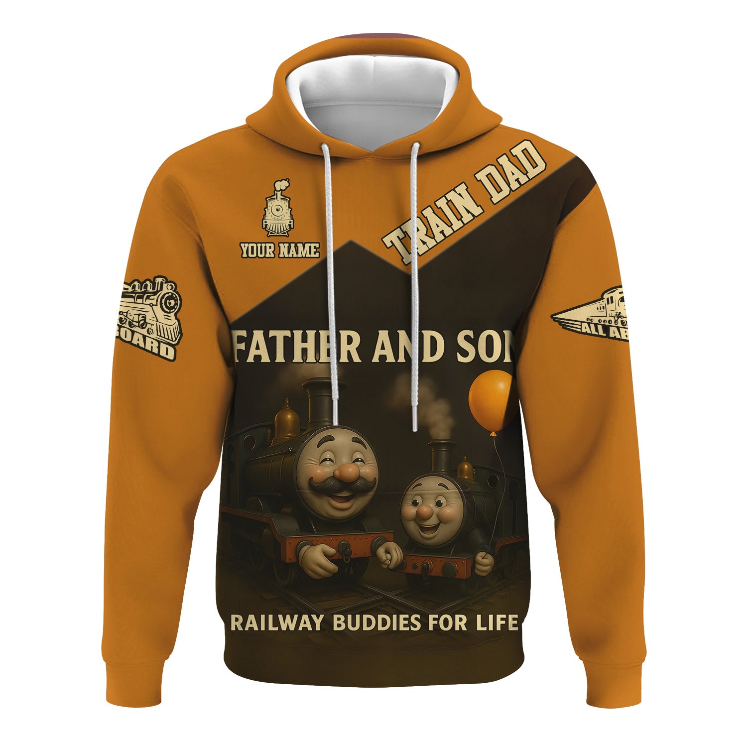 Railspirit Personalized Hoodie Father And Son Railway Buddies For Life Zip Up Hoodie Gift Idea For Train Lover