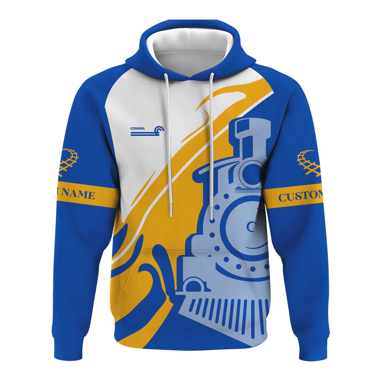 Railspirit Personalized Conrail Railroad Hoodie Flame-Inspired Style Zip Up Hoodie Gift Idea For Train Lovers