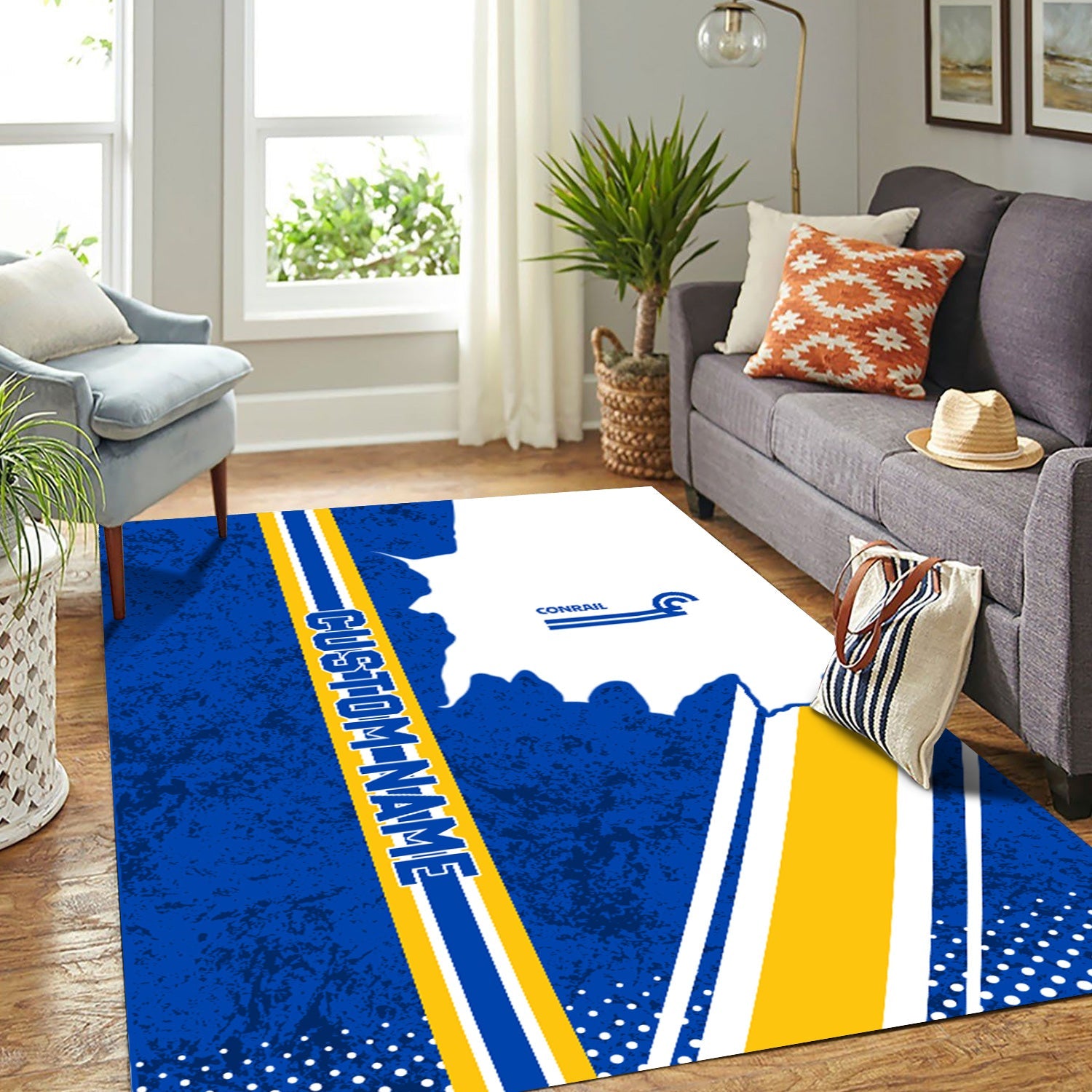 Railspirit Personalized Conrail Railroad Area Rug Vintage All Over Printed Rug