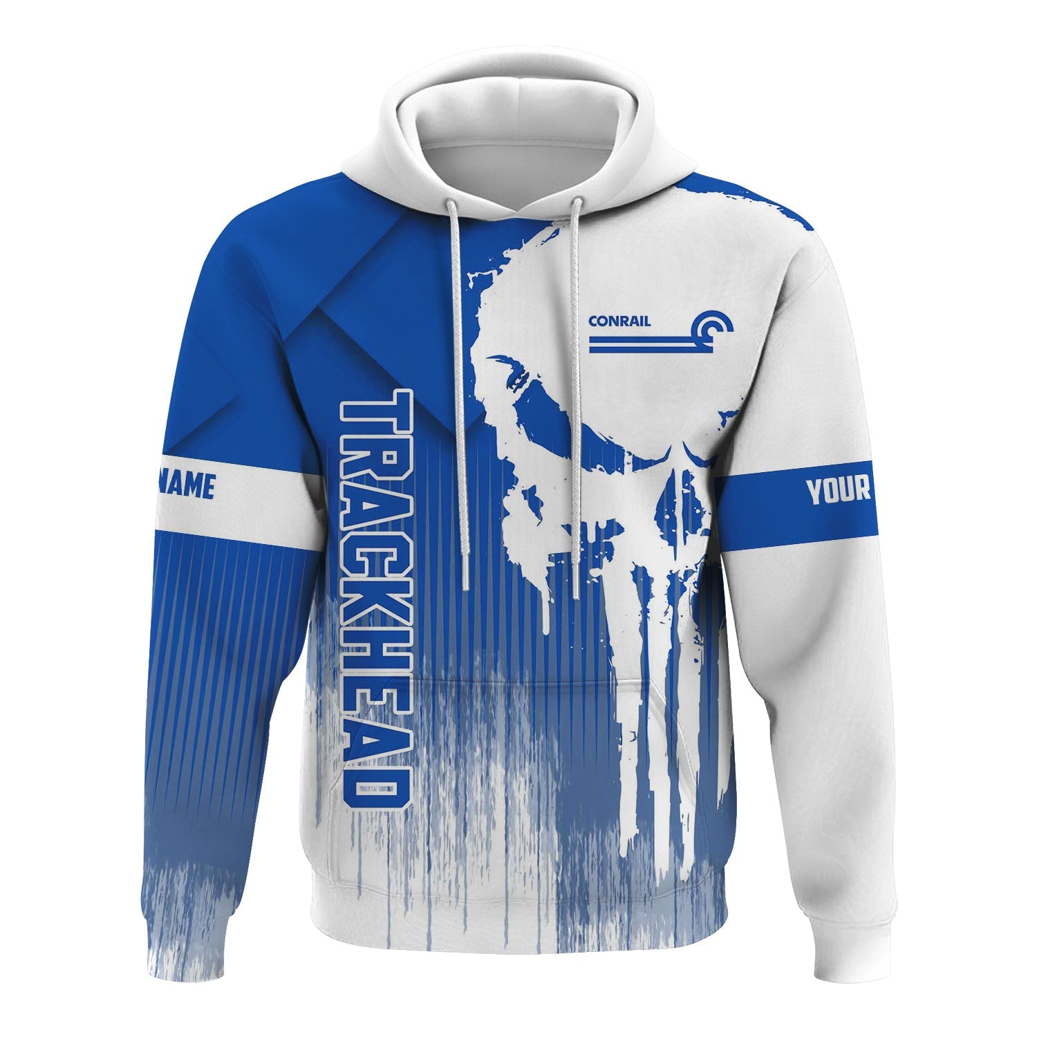 Railspirit Personalized Conrail Railroad Hoodie Skull Design with Custom Job Train Zip Up Hoodie for Trackhead Crew