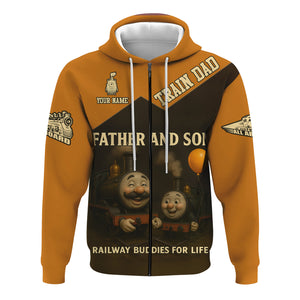 Railspirit Personalized Hoodie Father And Son Railway Buddies For Life Zip Up Hoodie Gift Idea For Train Lover
