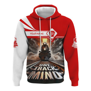 Railspirit Personalized Pennsylvania Railroad Hoodie One Track Mind Train Printed ZIp Up Hoodie