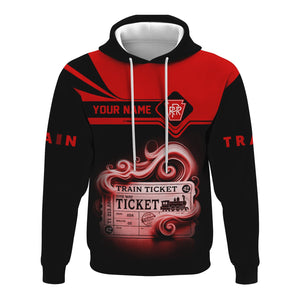 Railspirit Custom Name Pennsylvania Railroad Hoodie American Train Ticket Printed Zip Hoodie