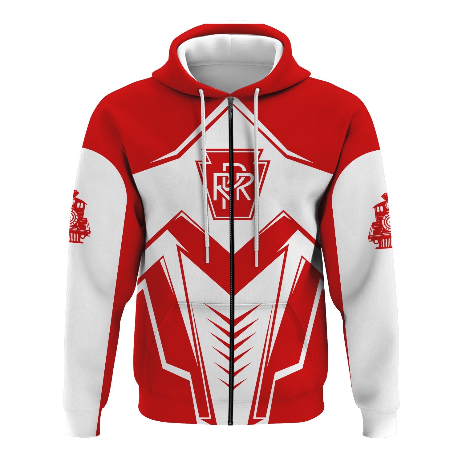 Railspirit Personalized Pennsylvania Railroad Hoodie Railway Trainspotter Style Zip Up Hoodie Gift Idea For Foamers