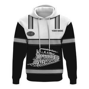 Railspirit Custom Name New York Central Railroad Hoodie Eat Train Sleep Repeat Printed Train Zip Hoodie