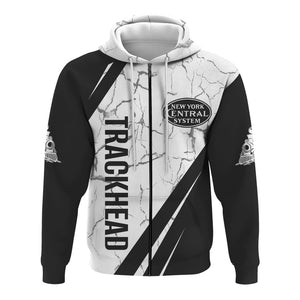 Railspirit Personalized New York Central Railroad Hoodie Crackle Texture Style Train Zip Up Hoodie For Trackhead