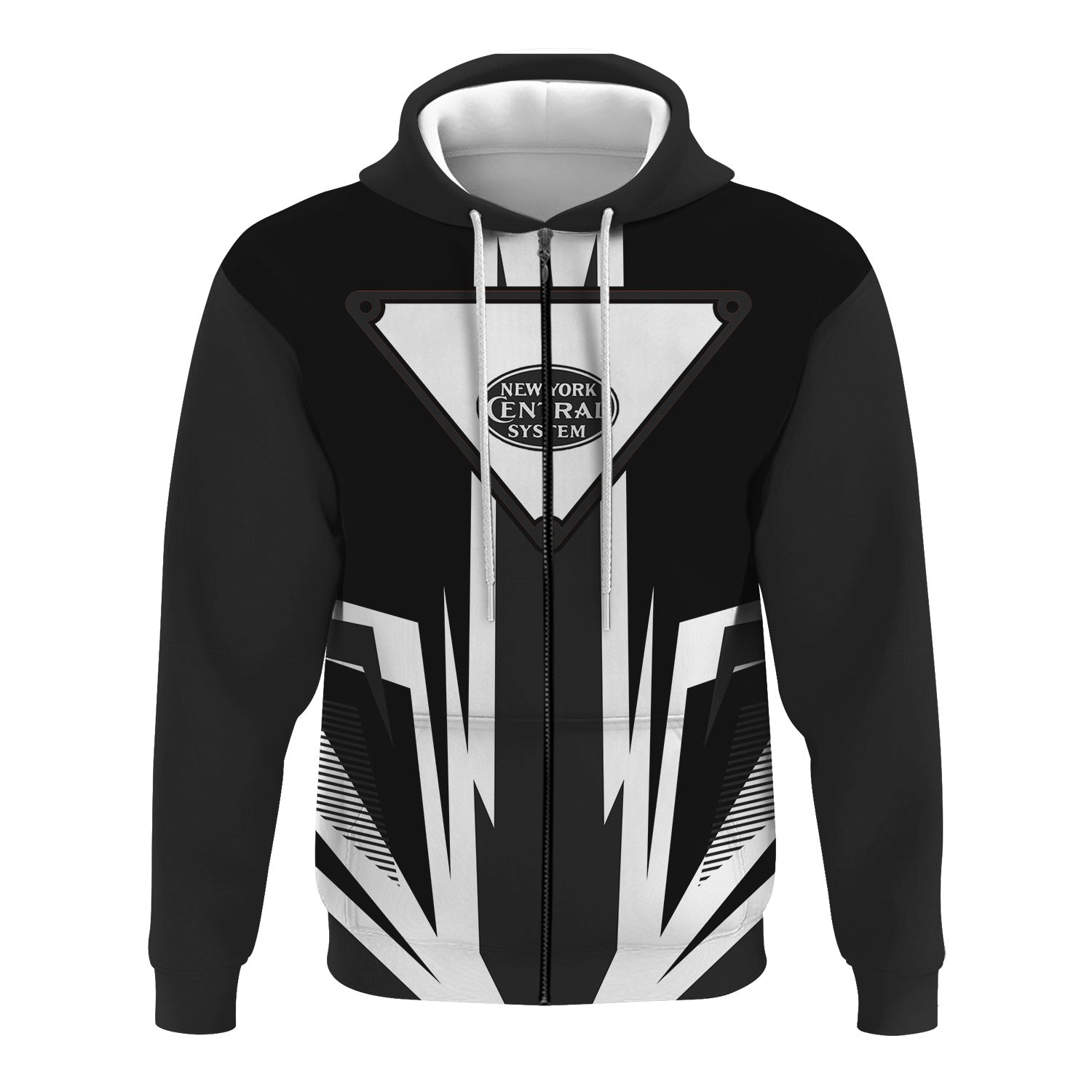 Railspirit New York Central Railroad Hoodie Bold Graphic Style All Over Printed Zip Up Hoodie