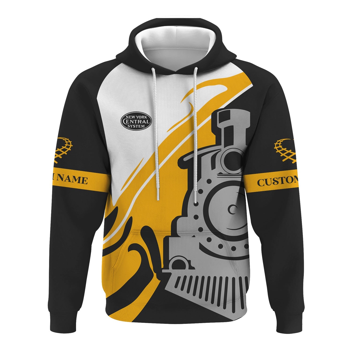Railspirit Personalized New York Central Railroad Hoodie Flame-Inspired Style Zip Up Hoodie Gift Idea For Train Lovers