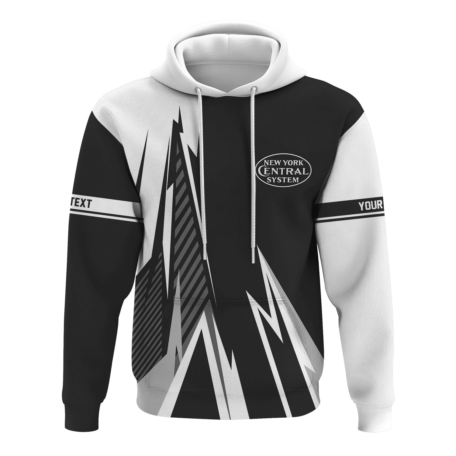 Railspirit Personalized New York Central Railroad Hoodie Lightning-Inspired Railway Style Zip Up Hoodie For Train Lovers