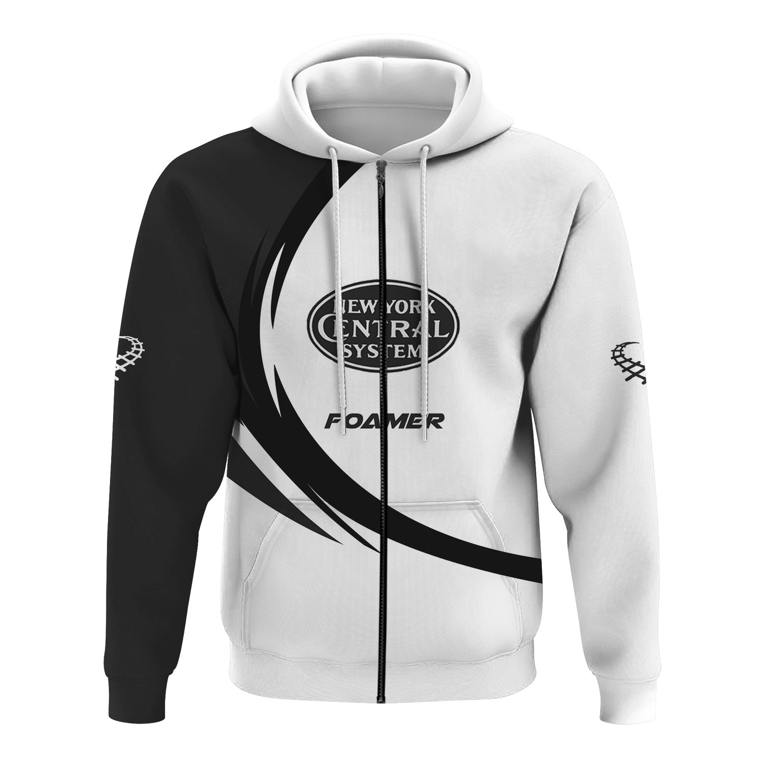 Railspirit Personalized New York Central Railroad Hoodie Unique Graphic Style Zip Up Hoodie For Train Enthusiasts