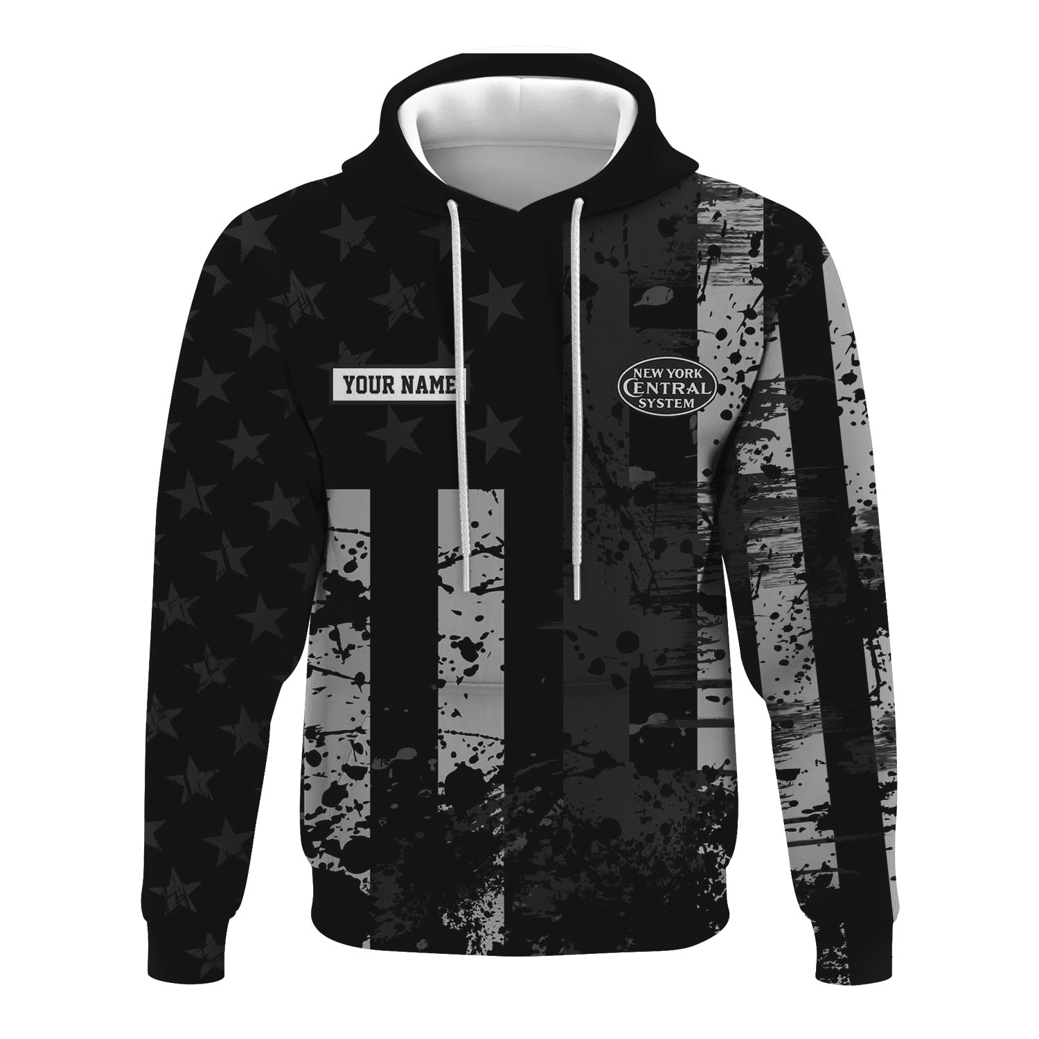 Railspirit Personalized New York Central Railroad Hoodie Artistic Paint American Flag Style Train Zip Up Hoodie