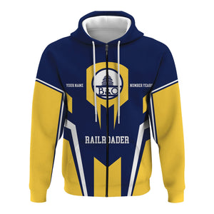 Railspirit Personalized Baltimore and Ohio Railroad Hoodie Custom Year Railroader B&O Zip Up Hoodie Gift Idea For Train Lover