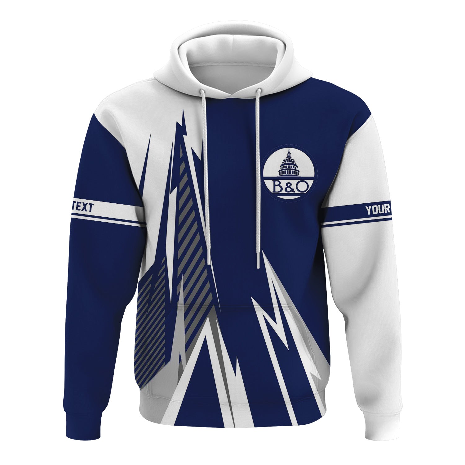 Railspirit Personalized Baltimore and Ohio Railroad Hoodie Lightning-Inspired Railway Style B&O Zip Up Hoodie For Train Lovers