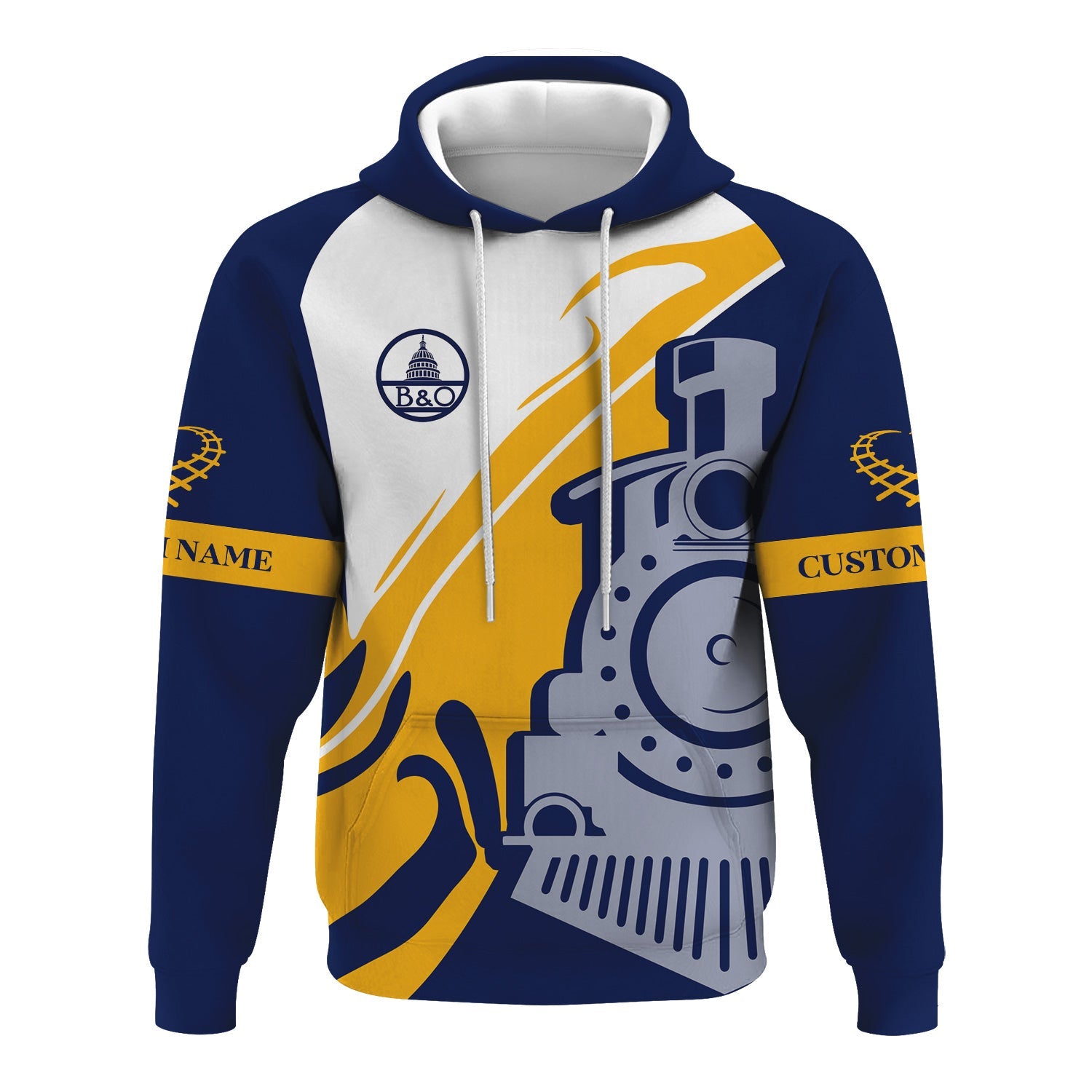 Railspirit Personalized Baltimore and Ohio Railroad Hoodie Flame-Inspired Style B&O Zip Up Hoodie Gift Idea For Train Lovers