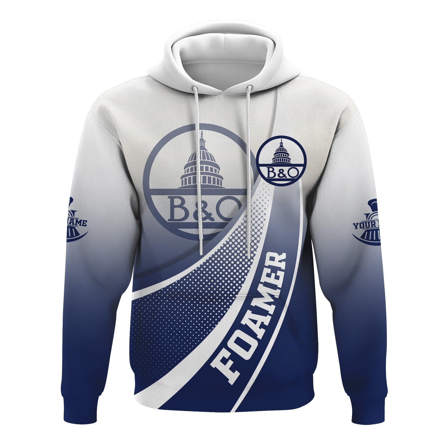 Railspirit Personalized Baltimore and Ohio Railroad Hoodie Railway-Themed Style B&O Zip Up Hoodie Gift Idea For Trainspotter