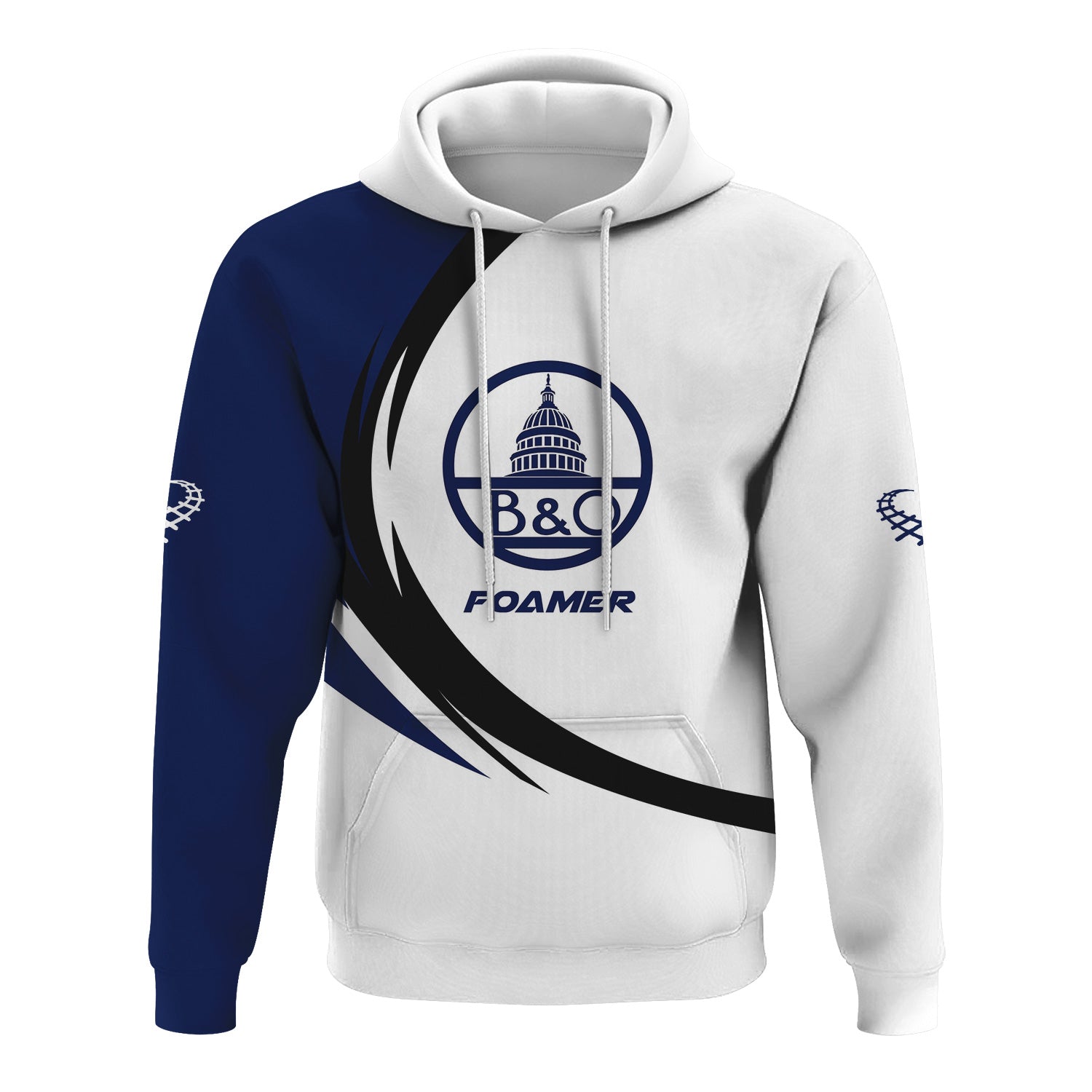 Railspirit Personalized Baltimore and Ohio Railroad Hoodie Unique Graphic Style B&O Zip Up Hoodie For Train Enthusiasts