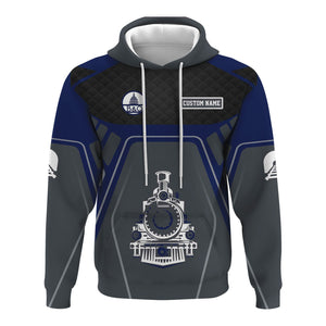 Railspirit Personalized Baltimore and Ohio Railroad Hoodie Steam Locomotive Engine Graphic B&O Train Zip Up Hoodie All Over Print