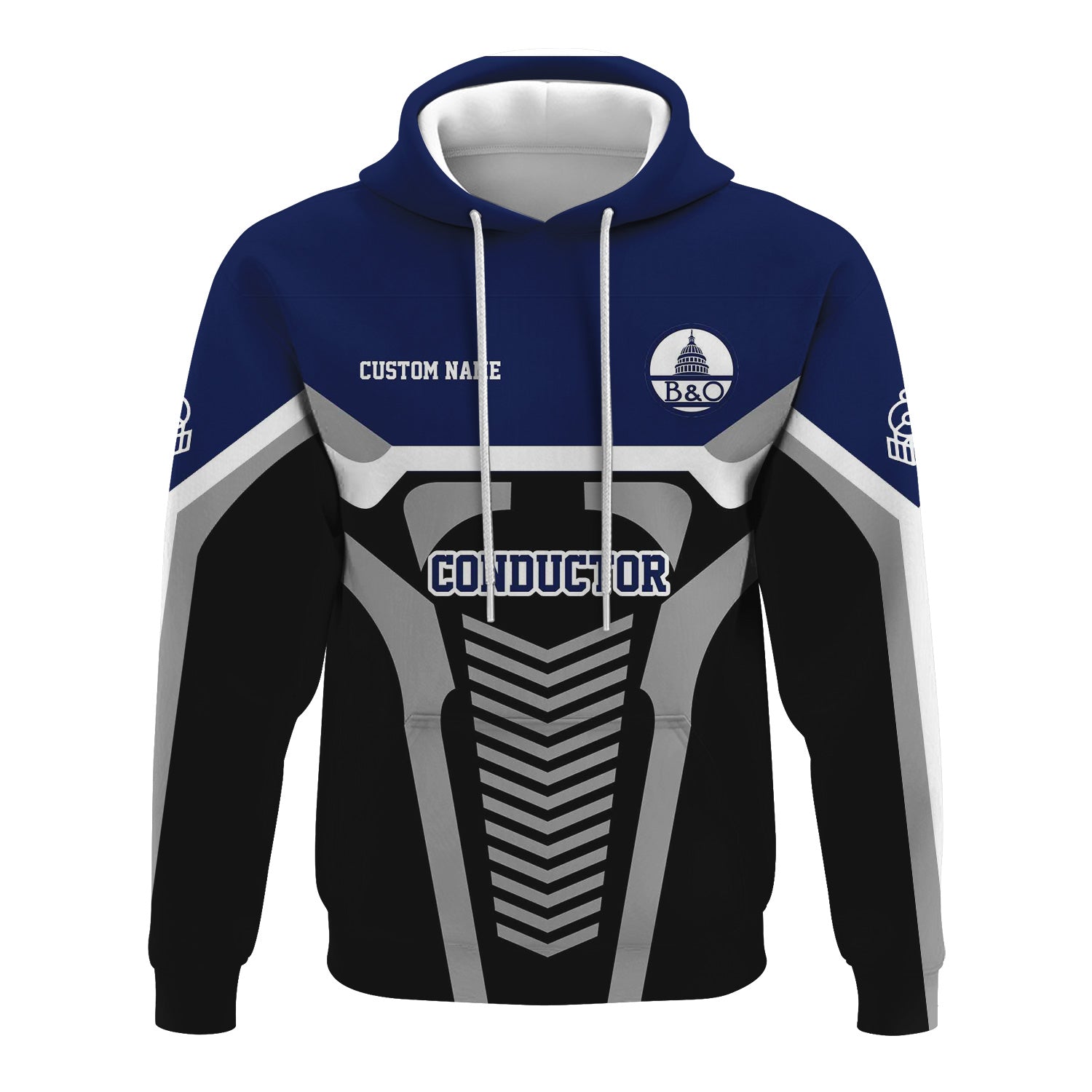 Railspirit Personalized Baltimore and Ohio Railroad Hoodie Track-Inspired with Custom Job Position B&O Train Zip Up Hoodie