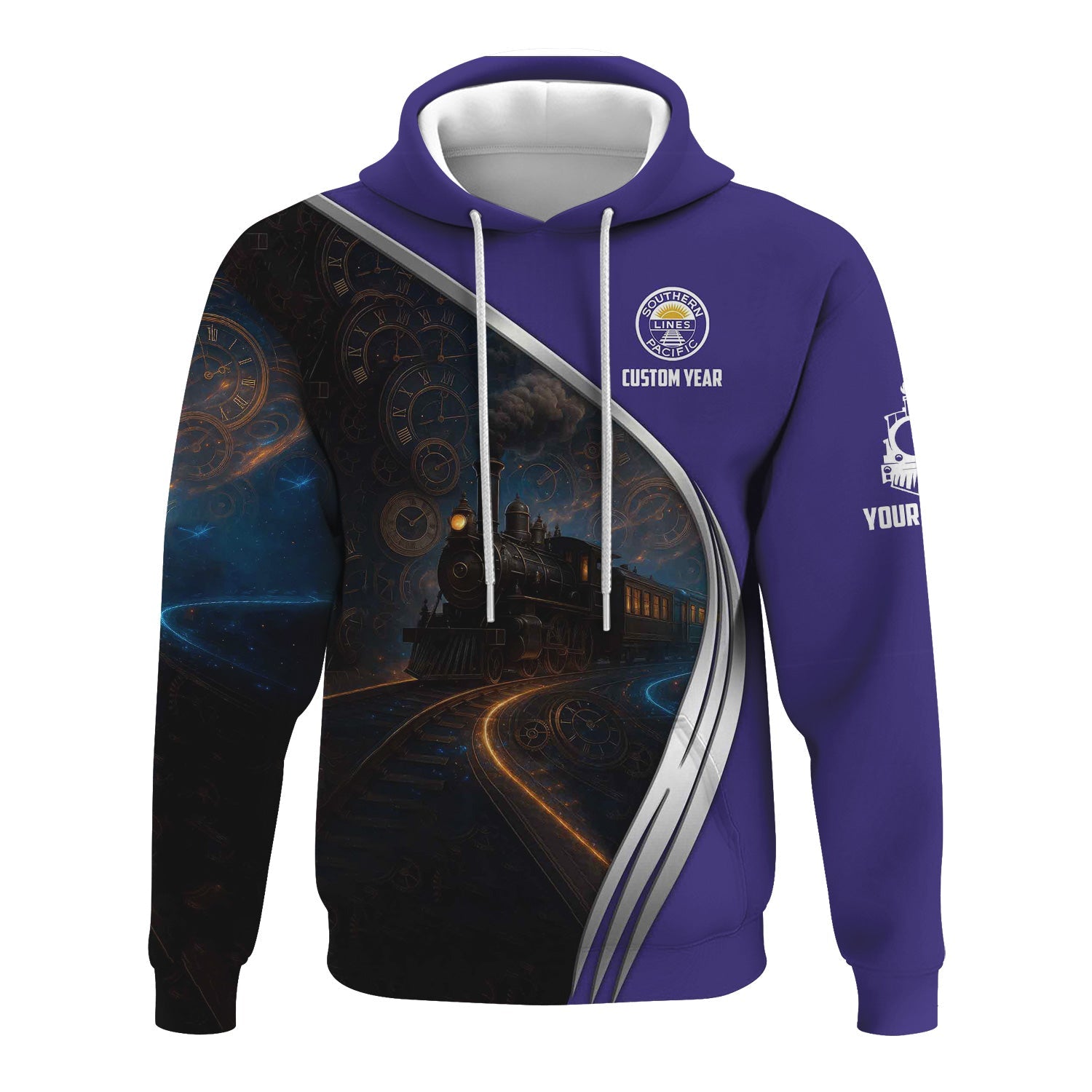 Railspirit Personalized Southern Pacific Railroad Hoodie Steampunk Locomotive with Custom Year Train Zip Up Hoodie