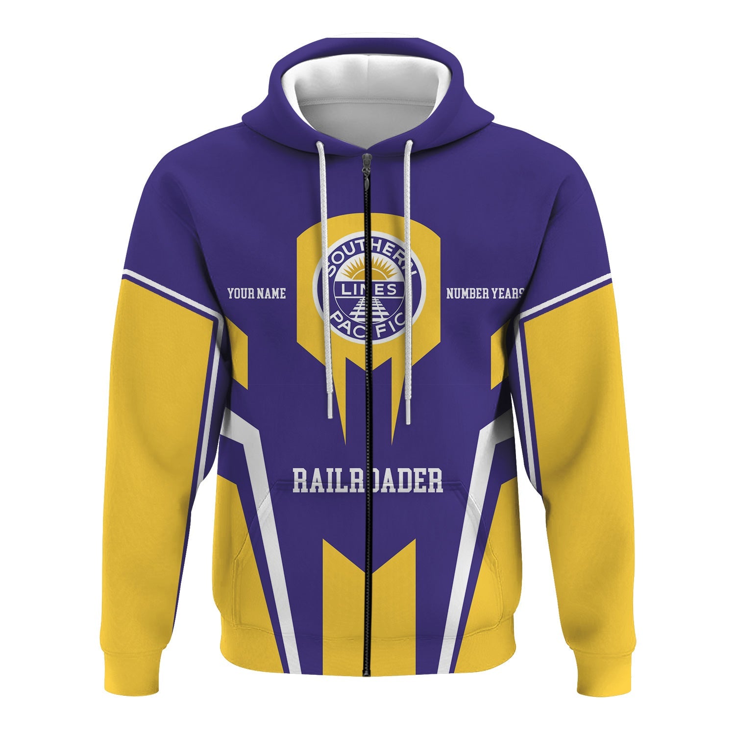 Railspirit Personalized Southern Pacific Railroad Hoodie Custom Year Railroader Zip Up Hoodie Gift Idea For Train Lover