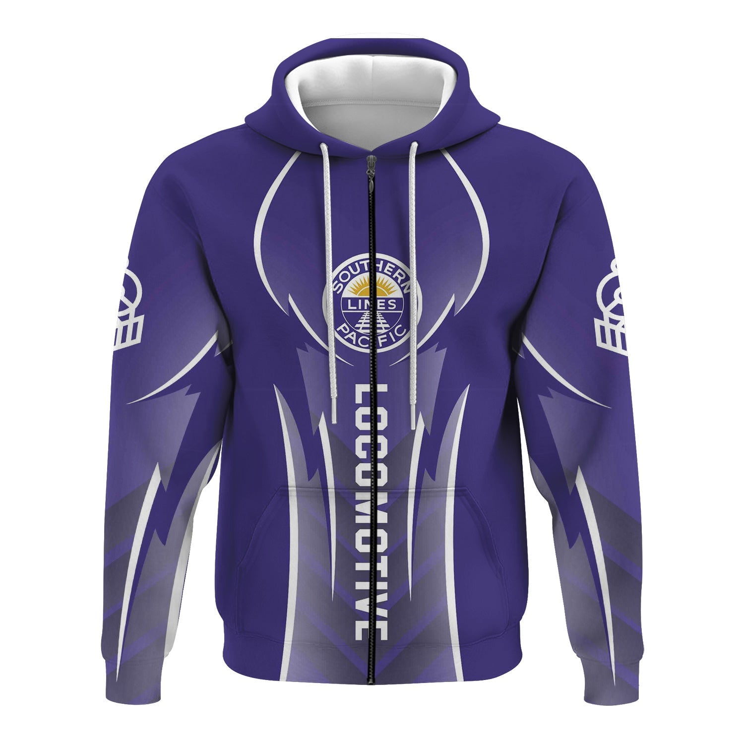 Railspirit Personalized Southern Pacific Railroad Hoodie Striking Line Style Train Zip Up Hoodie For Locomotive Lovers