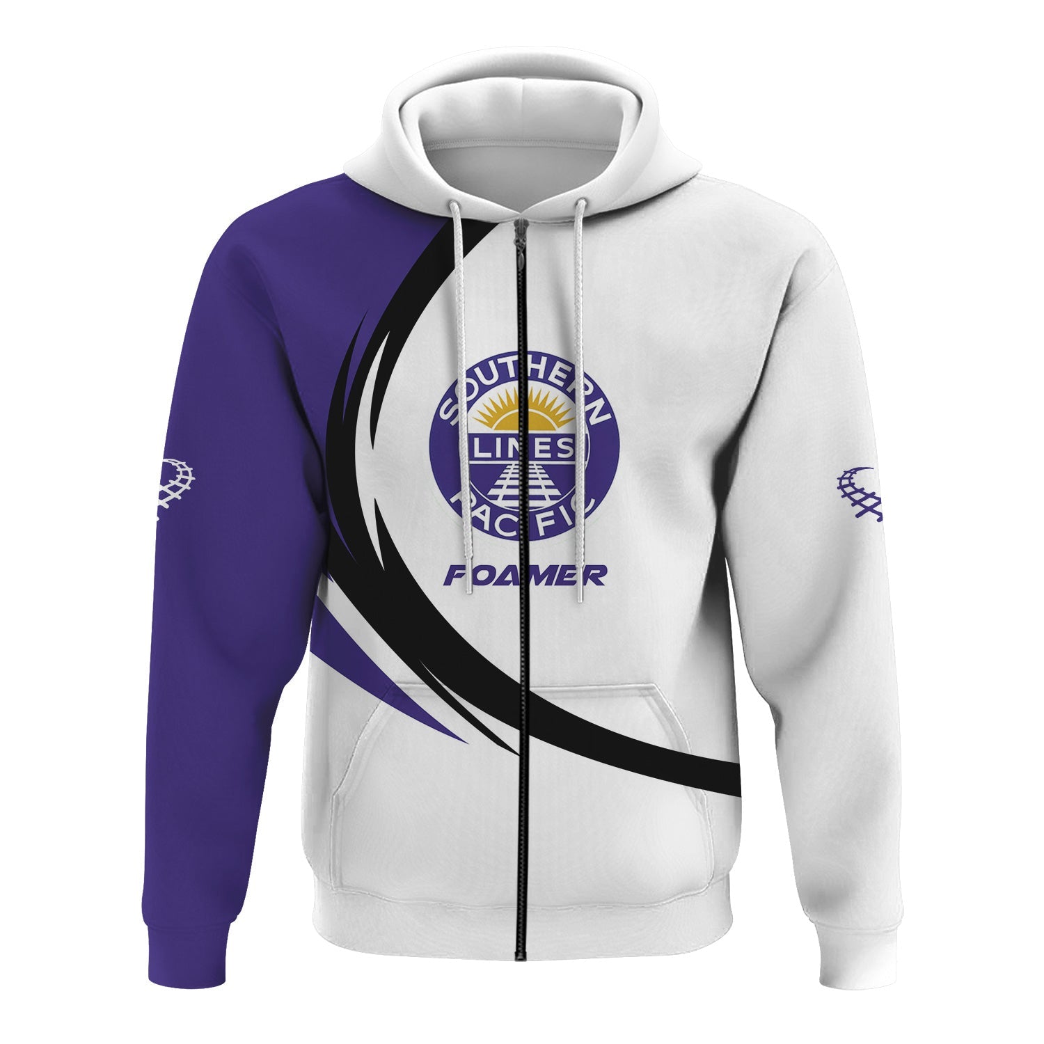 Railspirit Personalized Southern Pacific Railroad Hoodie Unique Graphic Style Zip Up Hoodie For Train Enthusiasts