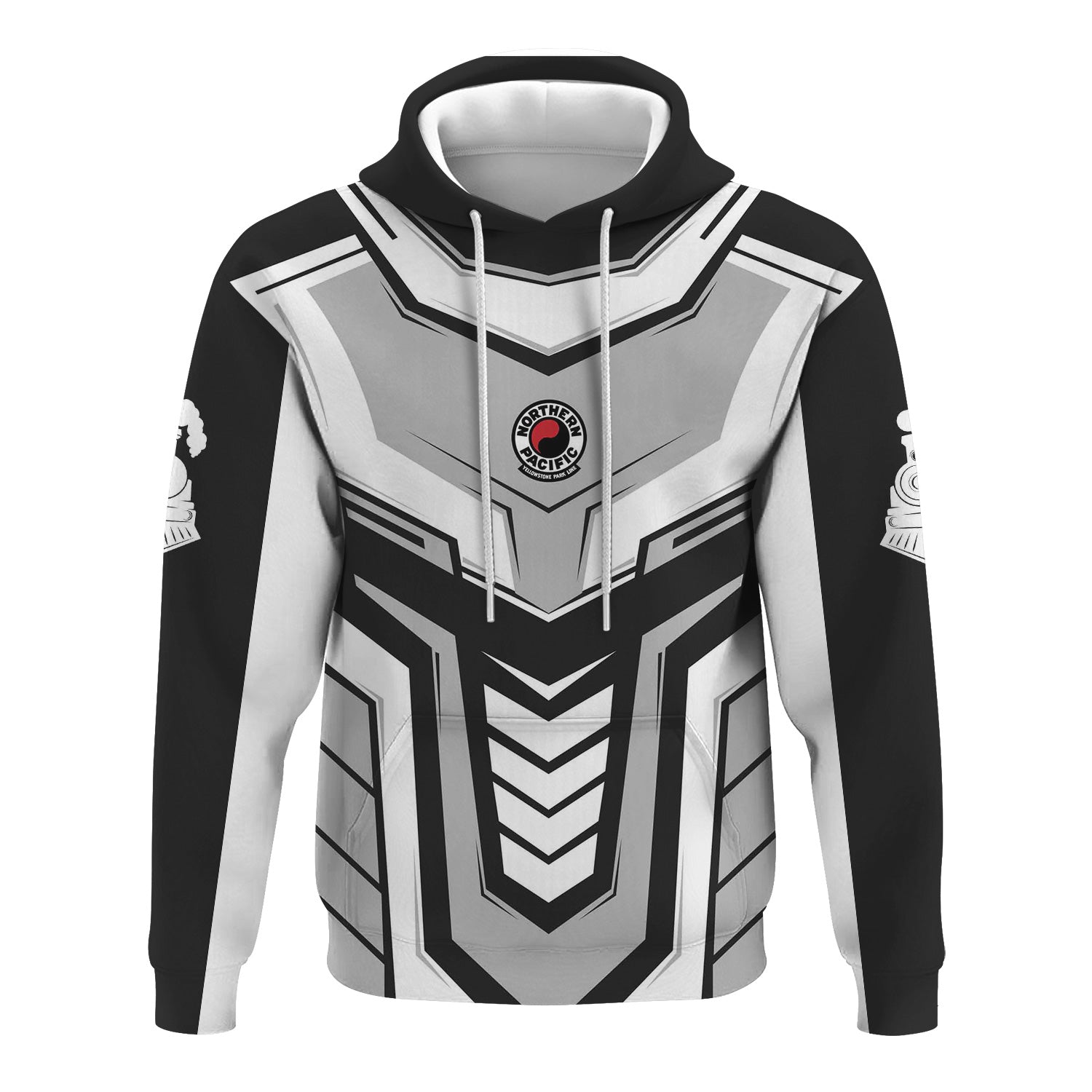 Railspirit Personalized Northern Pacific Railway Hoodie Armor-Inspired Design Train Zip Up Hoodie All Over Print