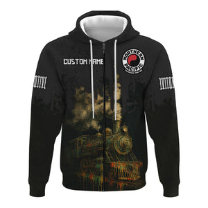 Railspirit Personalized Northern Pacific Railway Hoodie Vintage Train Art Style Zip Up Hoodie For Locomotive Fans