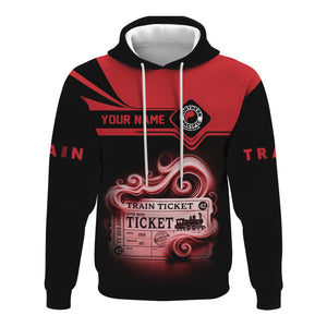 Railspirit Custom Name Northern Pacific Railway Hoodie American Train Ticket Printed Zip Hoodie