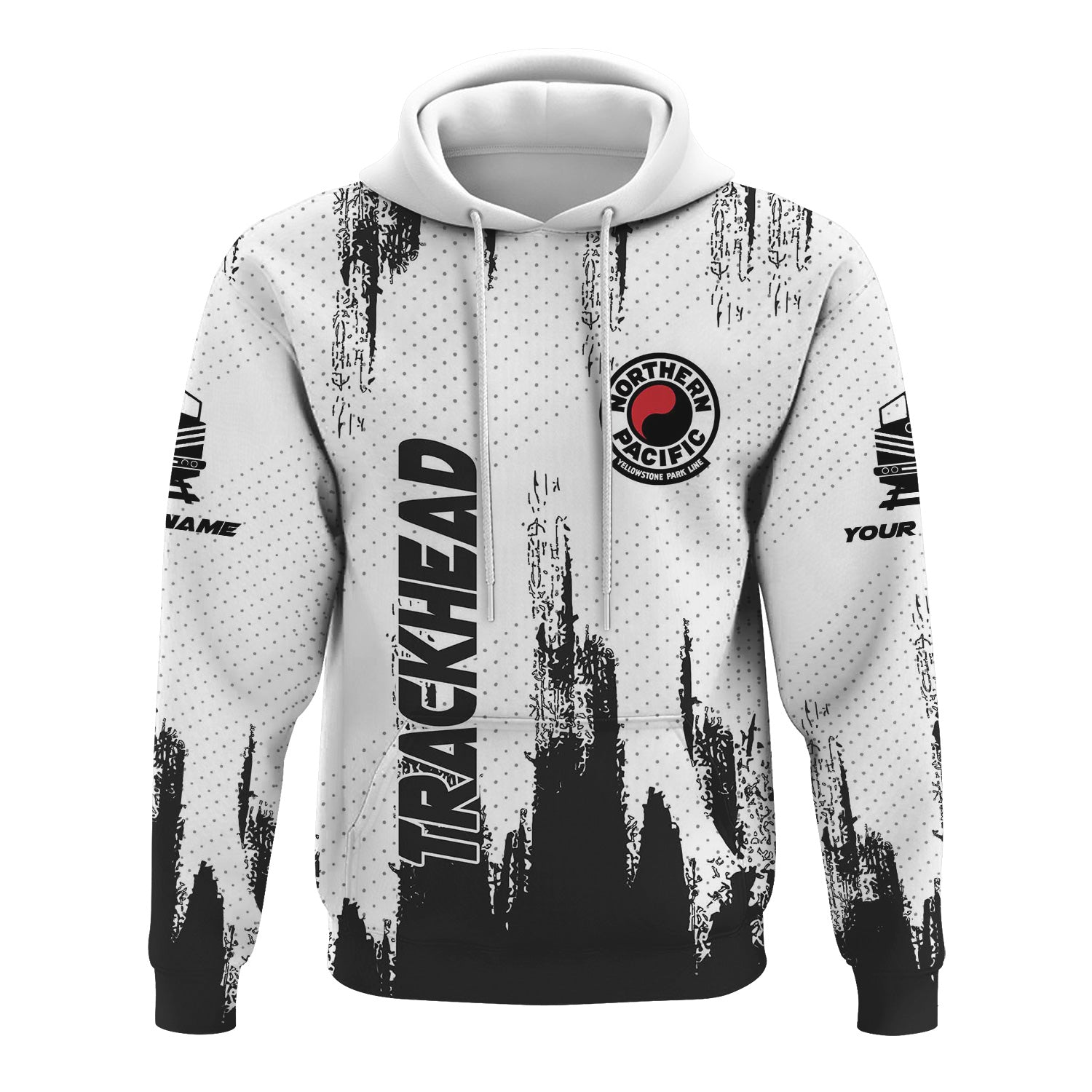 Railspirit Personalized Northern Pacific Railway Hoodie Paint Impact Design Train Zip Up Hoodie for Trackhead