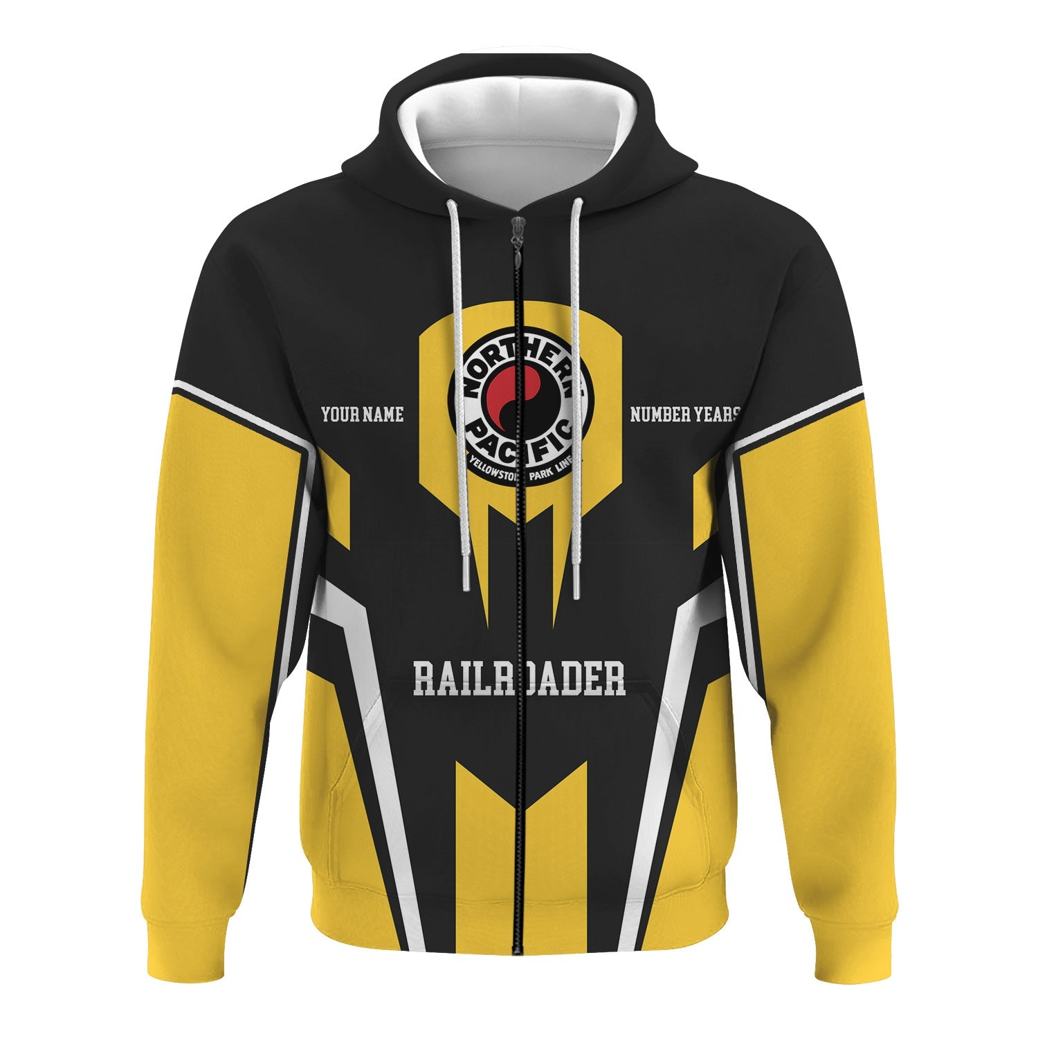 Railspirit Personalized Northern Pacific Railway Hoodie Custom Year Railroader Zip Up Hoodie Gift Idea For Train Lover