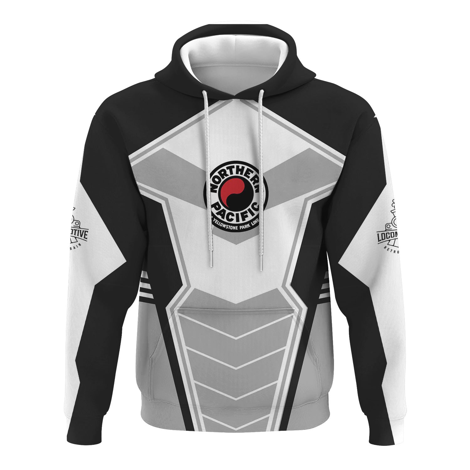 Railspirit Personalized Northern Pacific Railway Hoodie Engine-Inspired Style Train Zip Up Hoodie for Railroad Fanatic