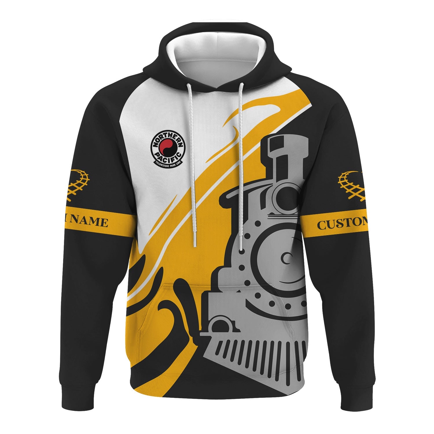Railspirit Personalized Northern Pacific Railway Hoodie Flame-Inspired Style Zip Up Hoodie Gift Idea For Train Lovers