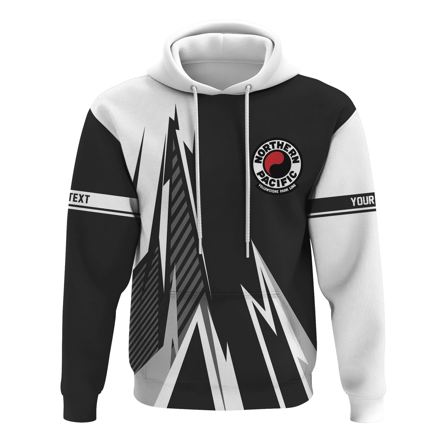 Railspirit Personalized Northern Pacific Railway Hoodie Lightning-Inspired Railway Style Zip Up Hoodie For Train Lovers