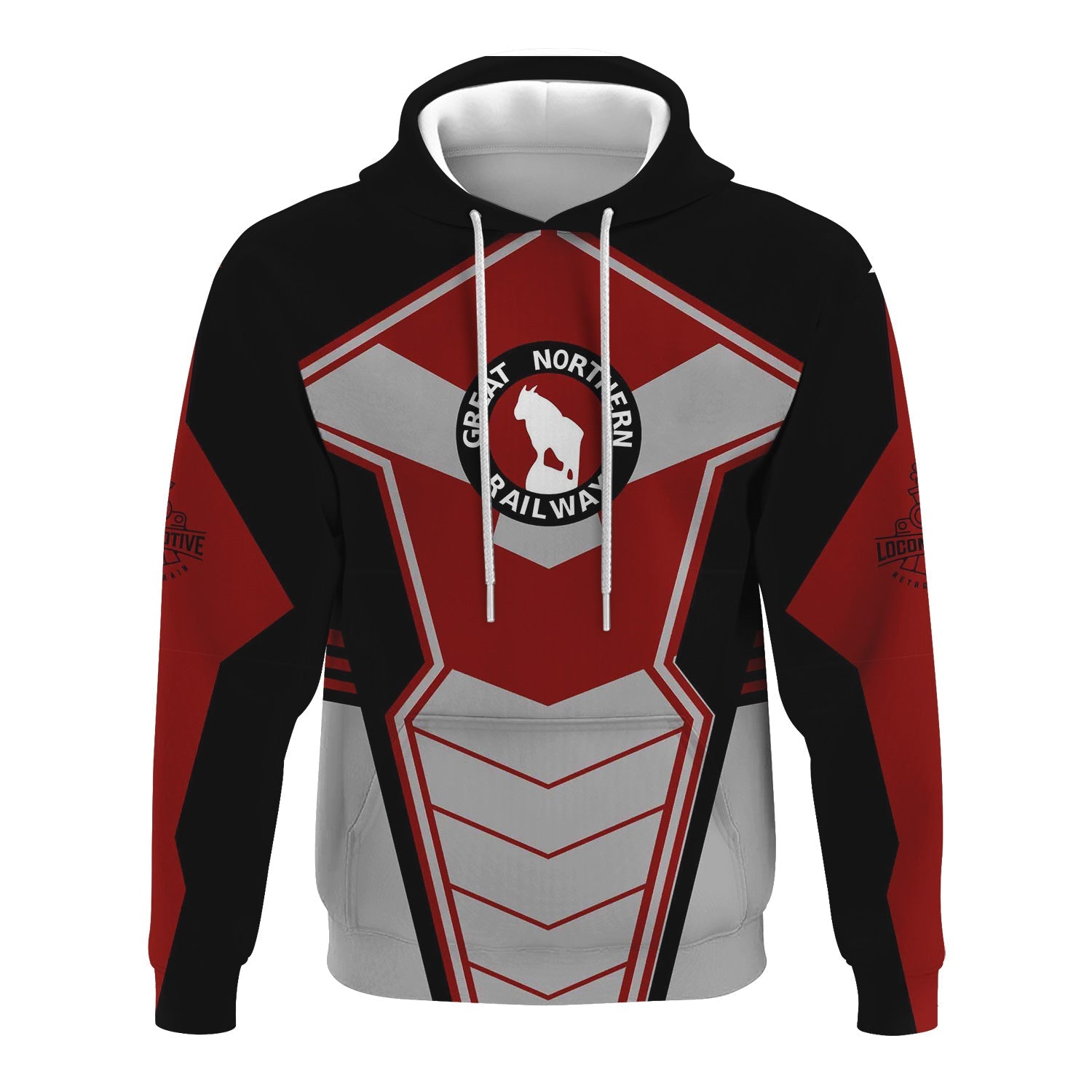 Railspirit Personalized Great Northern Railway Hoodie Engine-Inspired Style GNR Train Zip Up Hoodie for Railroad Fanatic