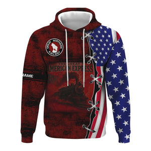 Railspirit Personalized Great Northern Railway Hoodie Retro American Express Train With USA Flag GNR Zip Up Hoodie