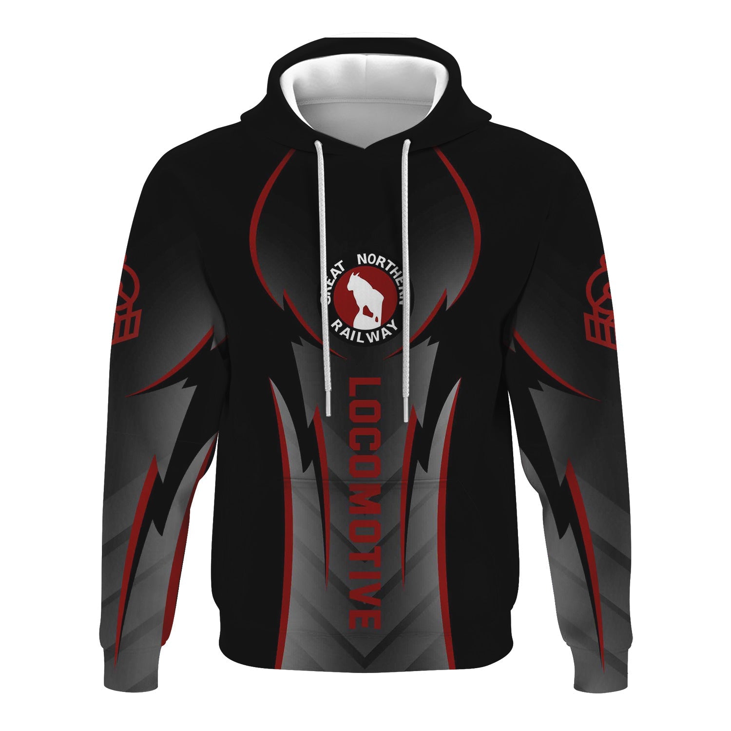 Railspirit Personalized Great Northern Railway Hoodie Striking Line Style GNR Train Zip Up Hoodie For Locomotive Lovers