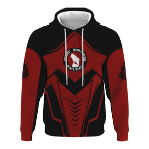 Railspirit Personalized Great Northern Railway Hoodie Railway Trainspotter Style GNR Zip Up Hoodie Gift Idea For Foamers