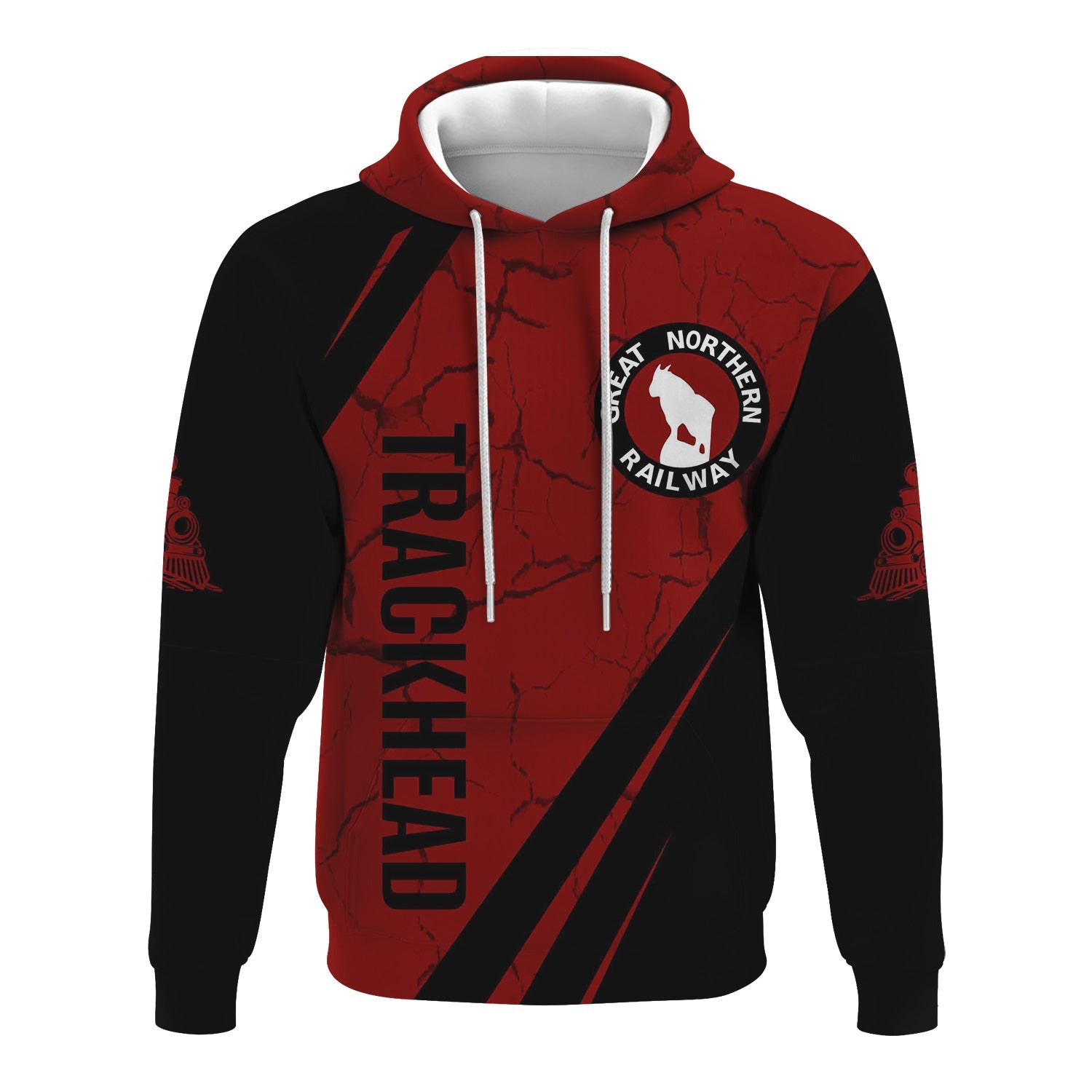 Railspirit Personalized Great Northern Railway Hoodie Crackle Texture Style GNR Train Zip Up Hoodie For Trackhead