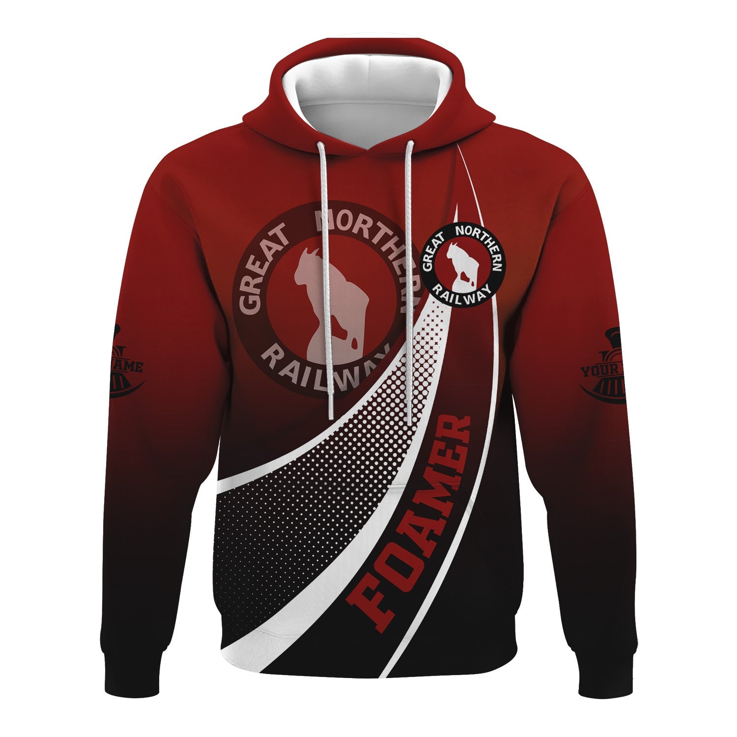 Railspirit Personalized Great Northern Railway Hoodie Railway-Themed Style GNR Zip Up Hoodie Gift Idea For Trainspotter