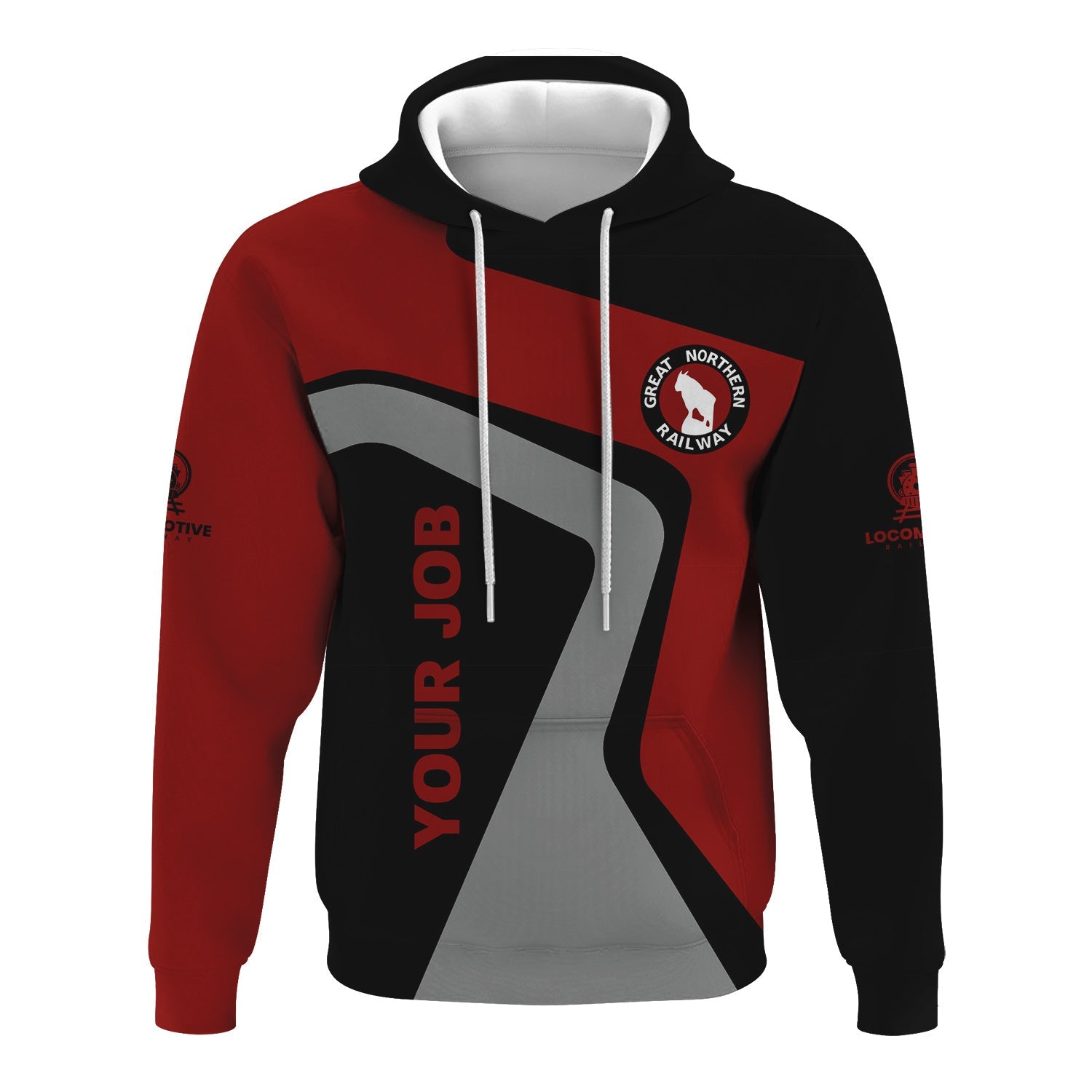 Railspirit Personalized Great Northern Railway Hoodie Unique Design with Custom Job Position GNR Train Zip Up Hoodie