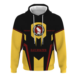 Railspirit Personalized Great Northern Railway Hoodie Custom Year Railroader GNR Zip Up Hoodie Gift Idea For Train Lover