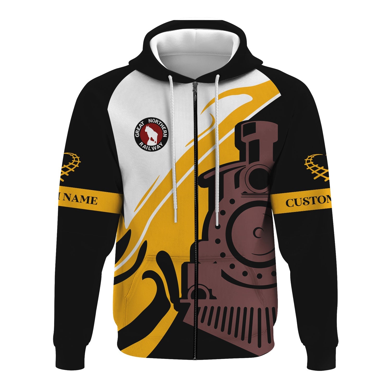 Railspirit Personalized Great Northern Railway Hoodie Flame-Inspired Style GNR Zip Up Hoodie Gift Idea For Train Lovers