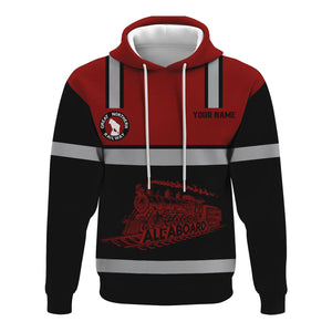 Railspirit Custom Name Great Northern Railway Hoodie Eat Train Sleep Repeat GNR Printed Train Zip Hoodie