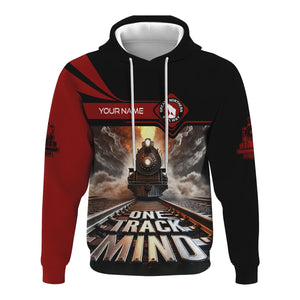 Railspirit Personalized Great Northern Railway Hoodie One Track Mind GNR Train Printed ZIp Up Hoodie