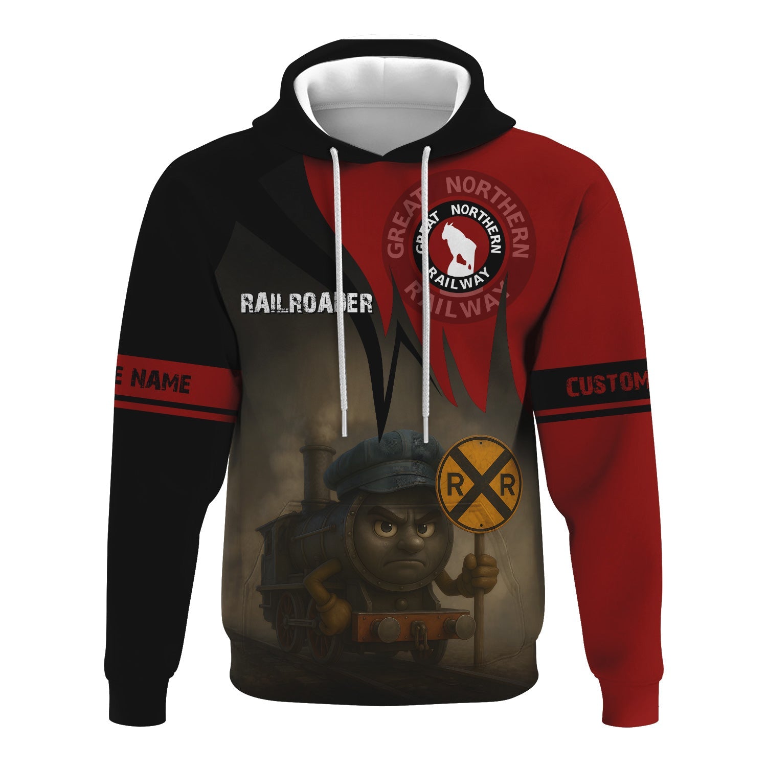 Railspirit Personalized Great Northern Railway Hoodie Angry Train GNR Hoodie Gift Idea For Train Lover