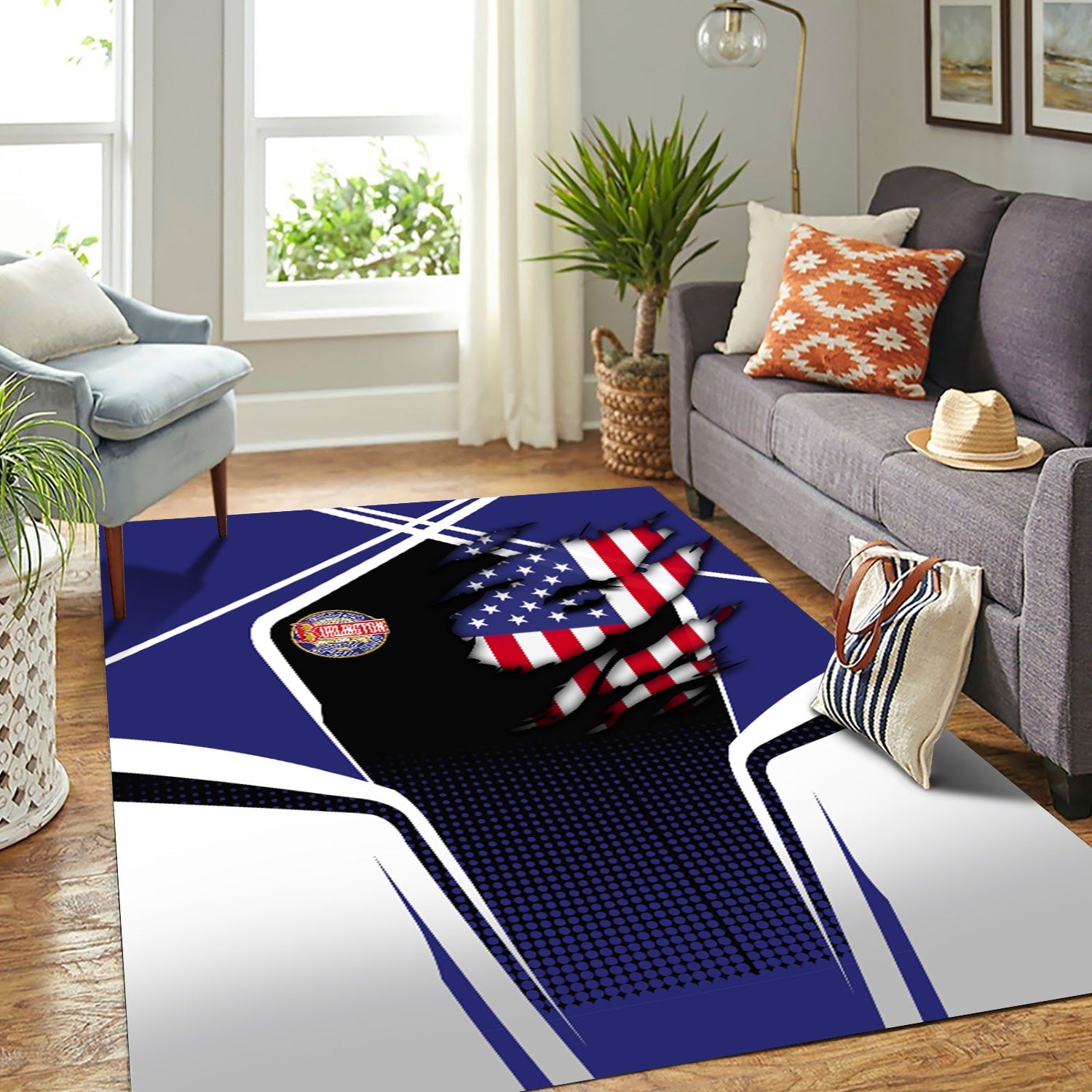 Railspirit Personalized Chicago, Burlington and Quincy Railroad Area Rug American Eagle Vintage Train Rug